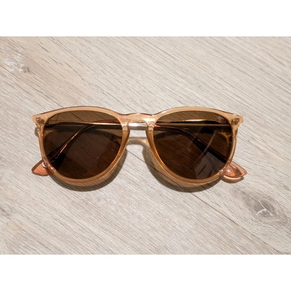 Rose Gold Sunglasses Womens Brown Lenses Elegant Metal Frame Eyewear